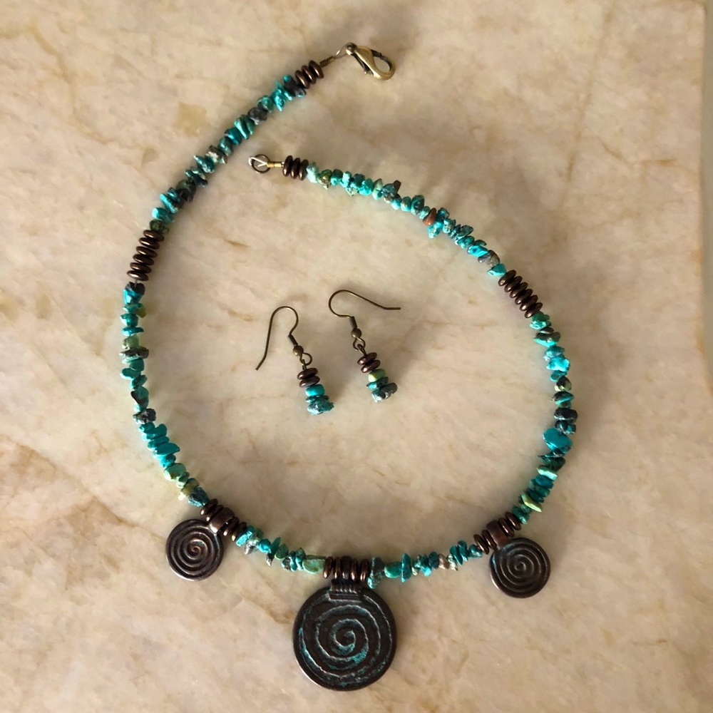 Turquoise/Copper Necklace/Earrings